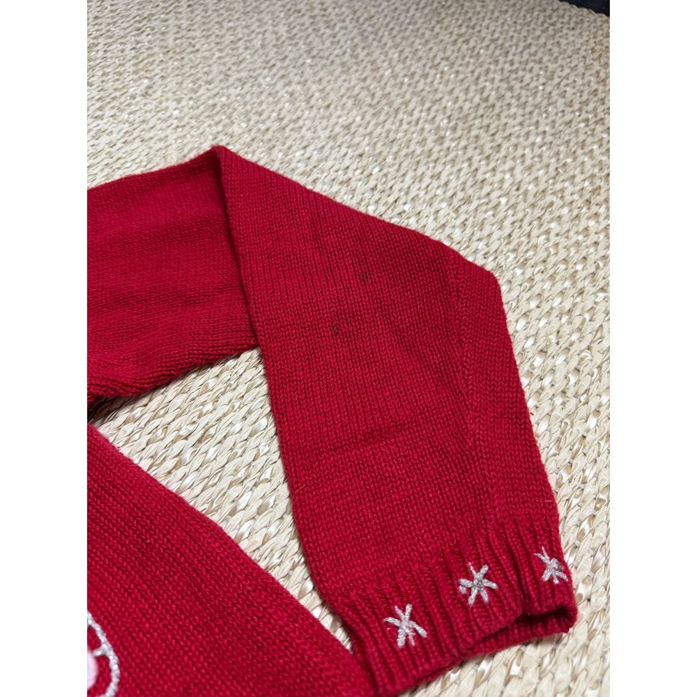 Tiara International Red Christmas Cardigan Snowman Sequin Zip Sweater holiday S - Picture 4 of 9